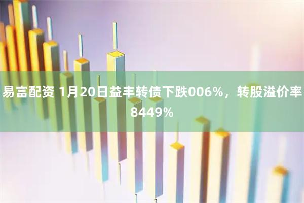 易富配资 1月20日益丰转债下跌006%，转股溢价率8449%
